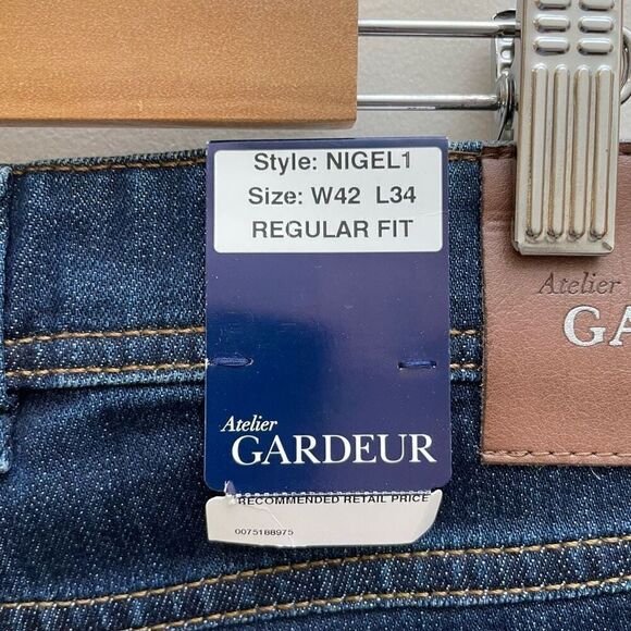 Atelier Gardeur Nigel Jeans Mens Size 42x34 Blue Regular‎ Fit Ring Denim New - Picture 8 of 15